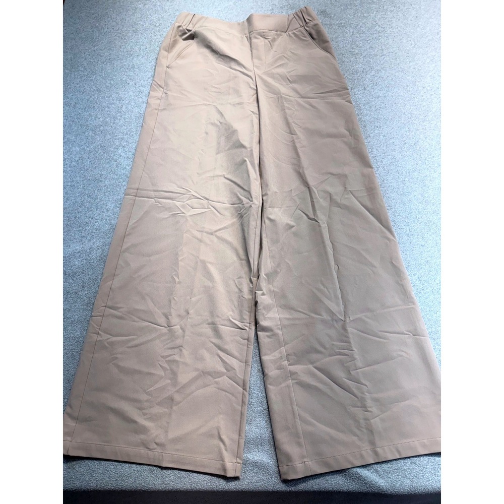 Tek Gear Womens Medium Tan Wide Leg Pull On Pants Stretch Travel Golf Athleisure
